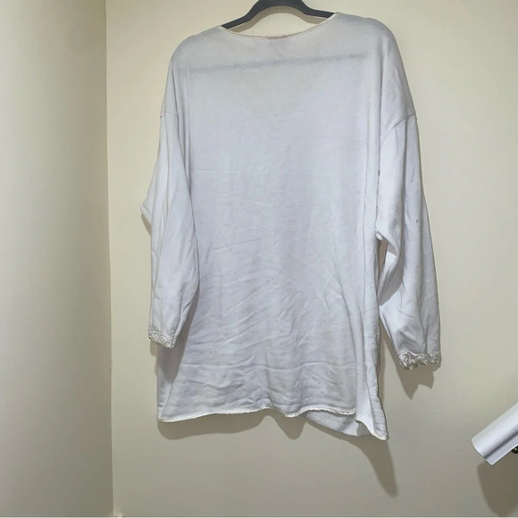 Women’s Gold Label Victoria Secret Vintage White Lace  Satin Long Sleeve Top S:L - Picture 12 of 16
